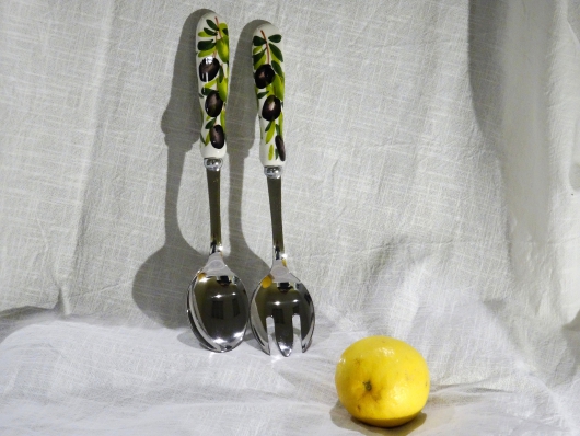 Salatbesteck Olive glatt
